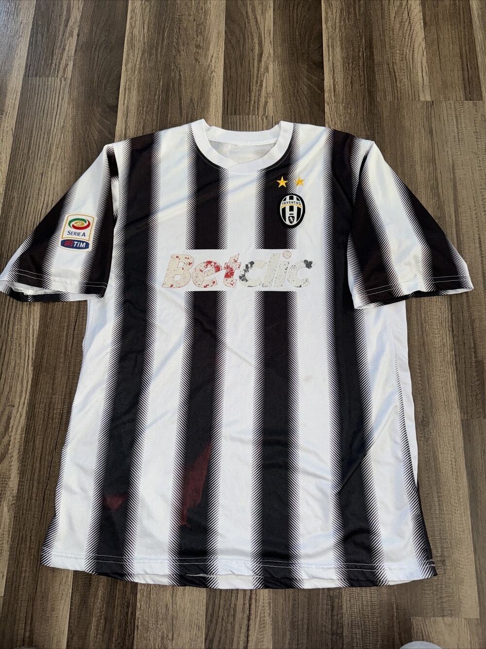 Juventus FC Soccer Jersey Size Large 20x30 Striped Black And White